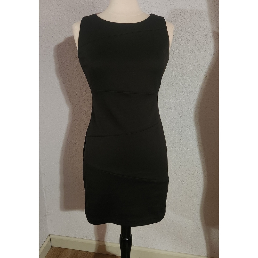 Elegant Black Sleeveless Dress With Zipper In Back